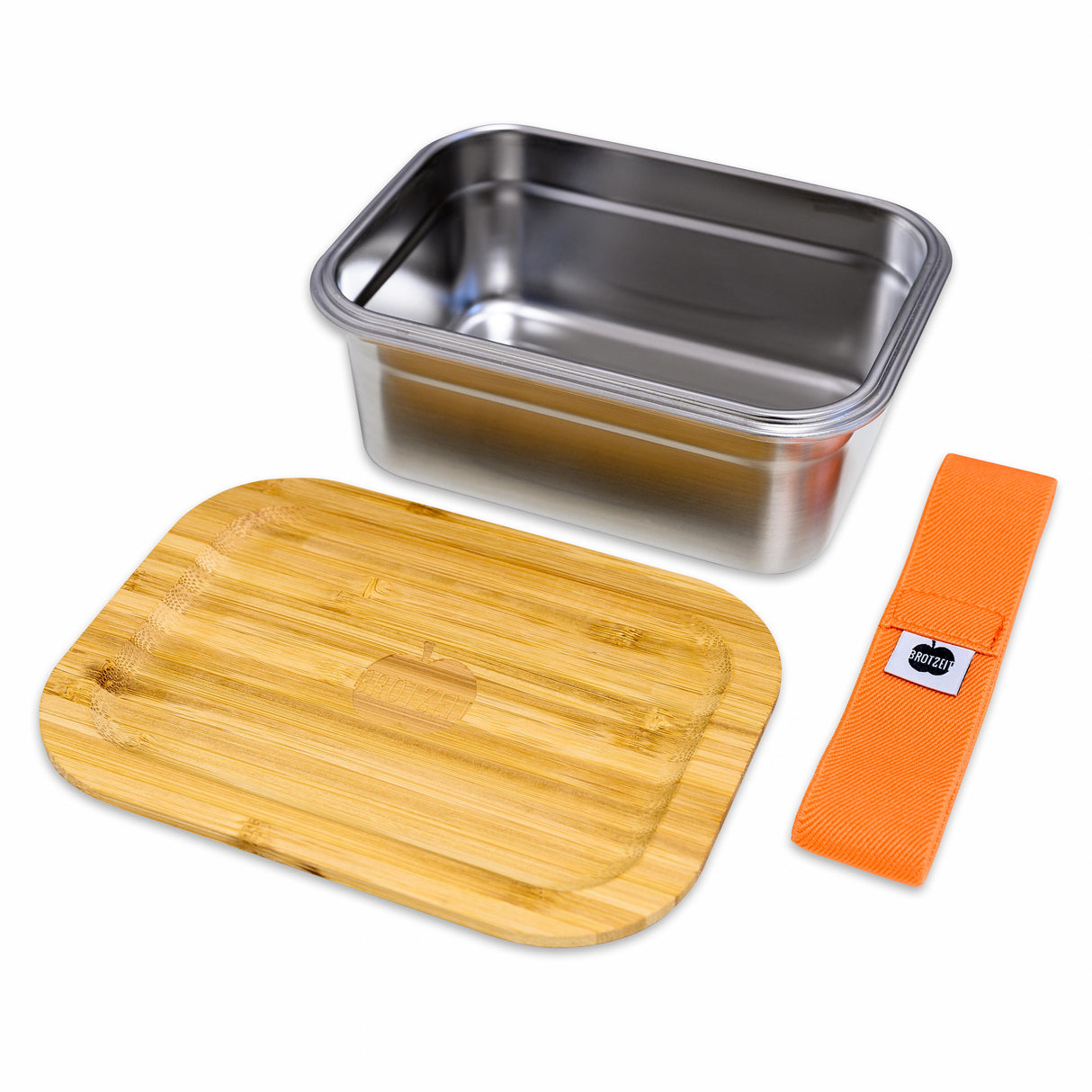 Brotzeit WOODY lunch box made of stainless steel with bamboo lid