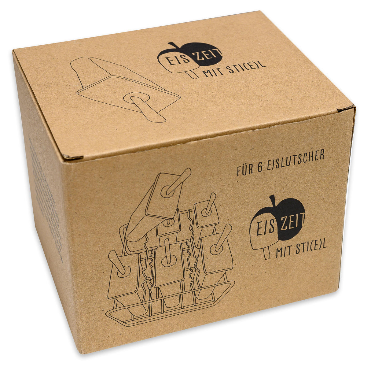 Brotzeit Eiszeit mit Sti(e)l Eisformen 6er Set eckig mit Ständer aus Edelstahl pop tray Eis am Stiel