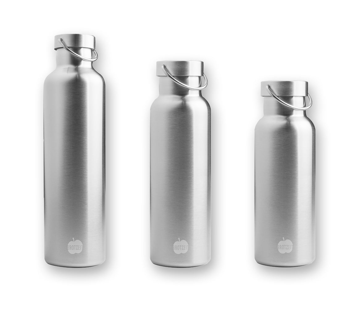 Brotzeit Thermosflasche aus Edelstahl plastikfrei Trinkflasche in 3 Grössen