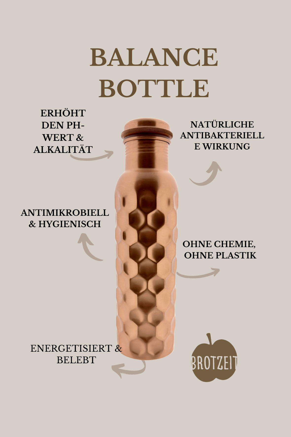 Brotzeit Trinkflasche aus Kupfer 950ml balance bottle
