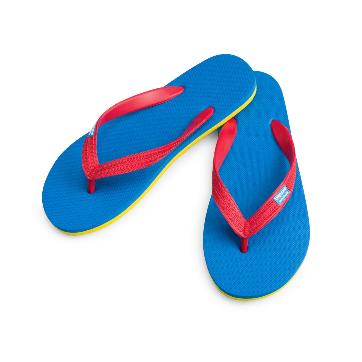 Hippobloo Flip Flop blau-rot-gelb aus Naturkautschuk BPAfrei vegan