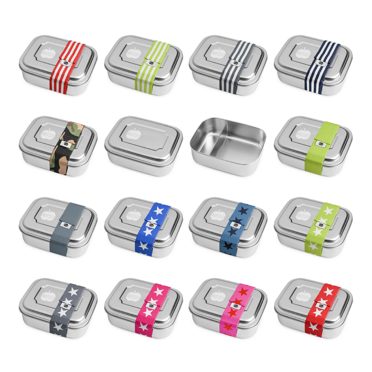 Brotzeit Lunchbox ZWEIER – Edelstahl Brotdose mit Gummiband und Unterteilung