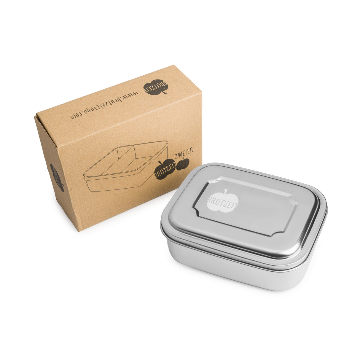 Brotzeit ZWEIER Lunchboxen Brotdose Jausenbox mit Unterteilung aus Edelstahl 100% BPA frei