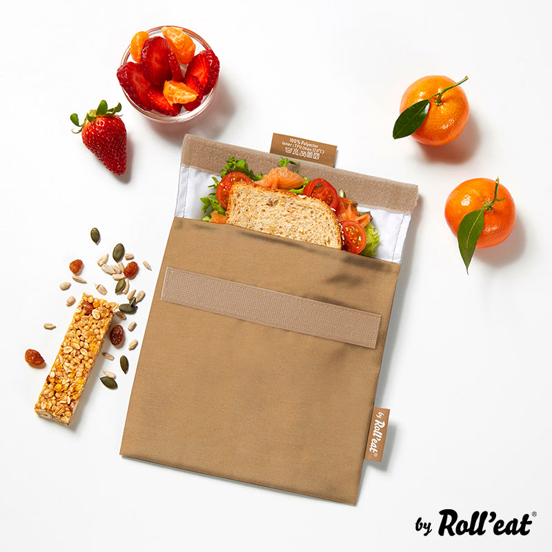 Roll'eat Snack'n'go Nature Lunchbag waschbarer Snackbag Brotbeutel braun