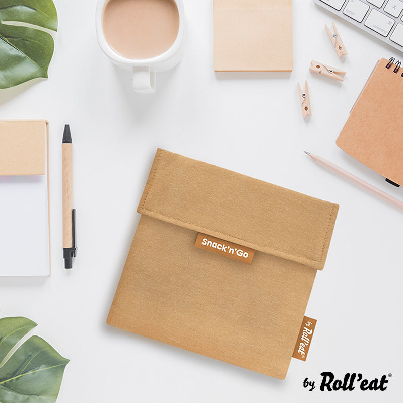 Roll'eat Snack'n'go Nature Lunchbag waschbarer Snackbag Brotbeutel braun