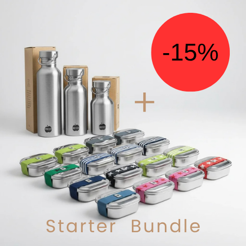 Starter-Set, 2 teiliges Paket, Trinkflasche und Lunchbox aus Edelstahl