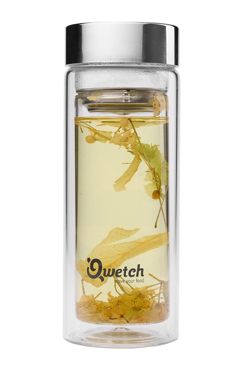 Qwetch Teekanne to go Tee Thermosflasche aus Glas 0,35l BPA frei mobiliThe