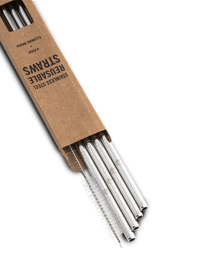 24bottles stainless steel drinking straw set of 4 with brush