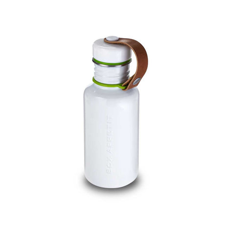 Drinking bottle made of stainless steel white BPA-free in retro style vegan