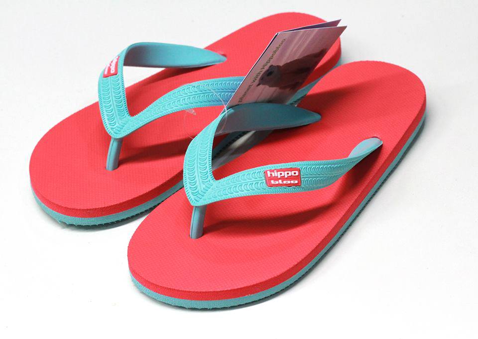 Hippobloo Flip Flop pink light blue made of natural rubber BPA-free vegan Hippo Bloo