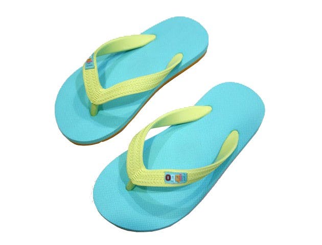 Hippobloo Flip Flop for children KUMASI turquoise orange yellow made of natural rubber BPA-free vegan Hippo Bloo