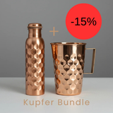 Kupfer Bundle- Kupfer Flasche+ Kupfer Krug, Ayurveda Wasser, antibakteriell