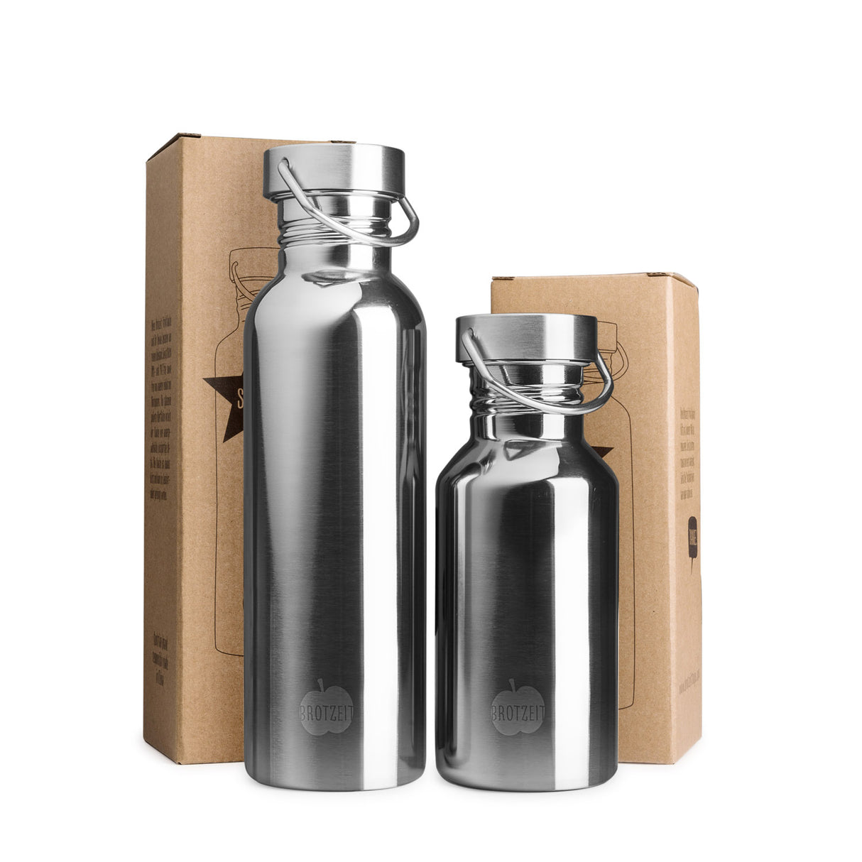 Brotzeit STAR drinking bottle made of stainless steel, plastic-free and BPA-free in 3 sizes
