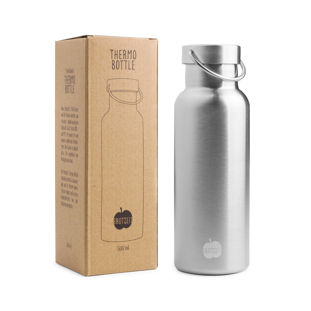 Brotzeit Thermos bottle made of stainless steel plastic-free drinking bottle in 3 sizes
