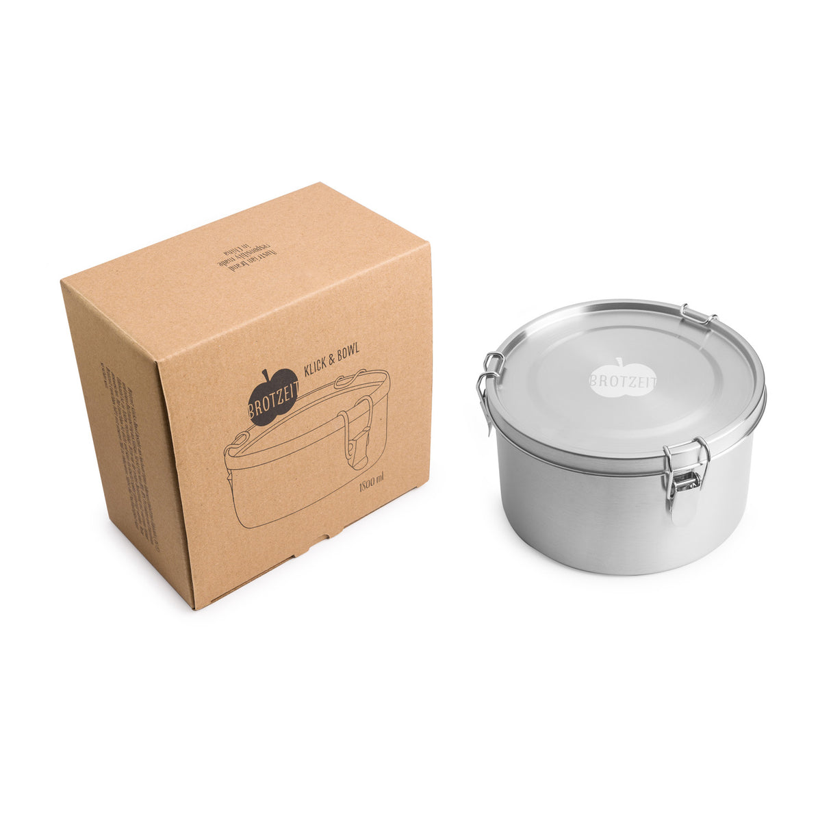 Brotzeit KLICK &amp; BOWL leak-proof lunch box made of stainless steel 1.8l