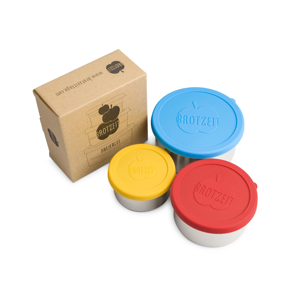 Brotzeit Dreierlei 3er Set tight lunch box snack box made of stainless steel