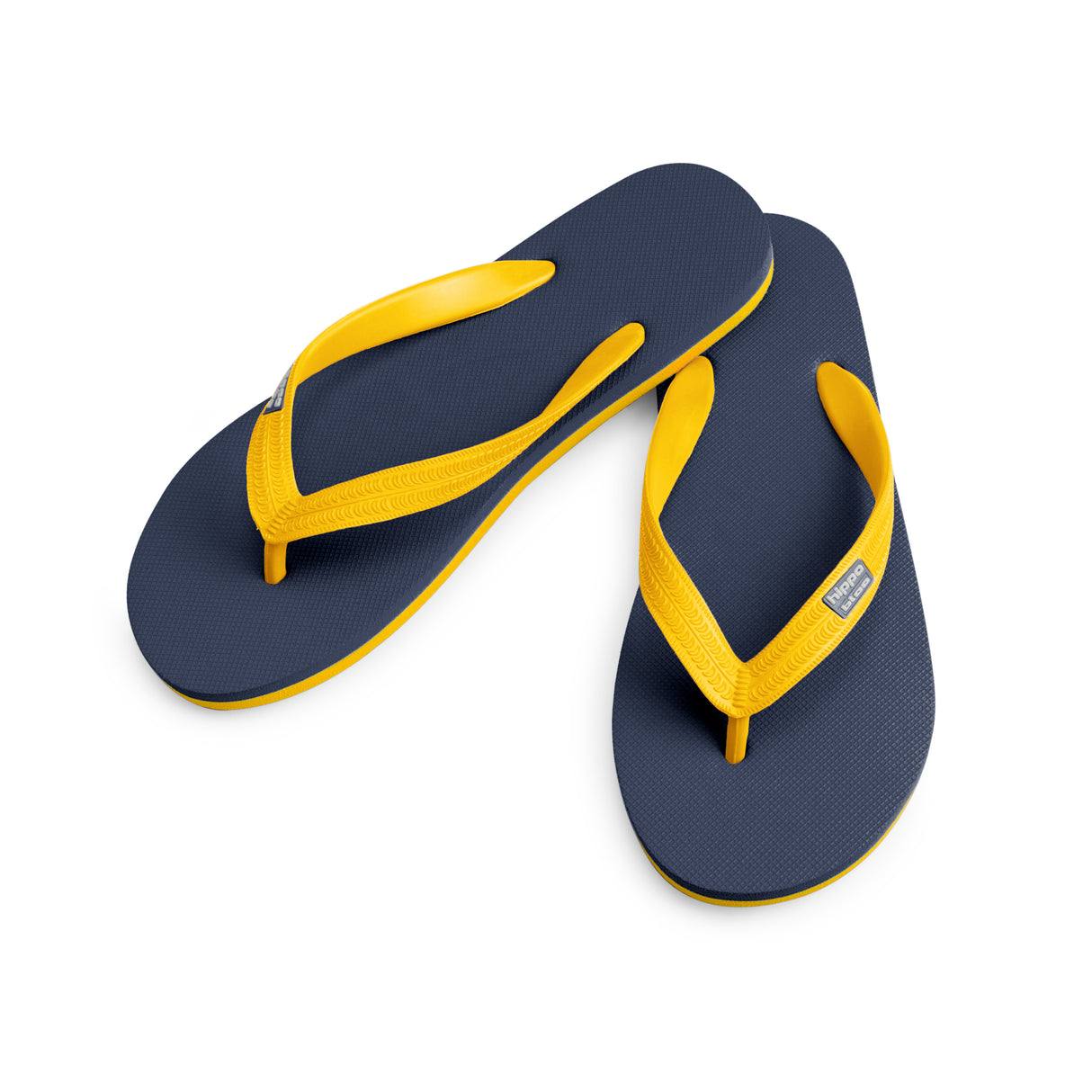 Hippobloo Flip Flop navy-yellow made of natural rubber BPA-free vegan