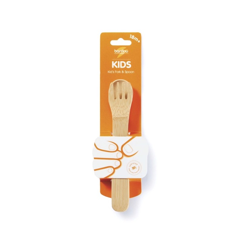bambu children's cutlery spoon fork made of bamboo 18m+