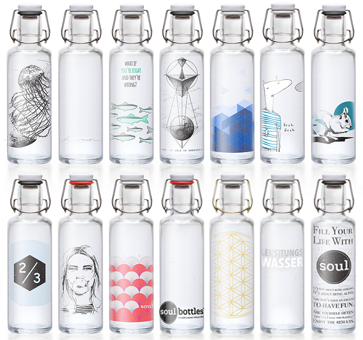 Soulbottles drinking bottle water bottle glass bottle 0.6l BPA free