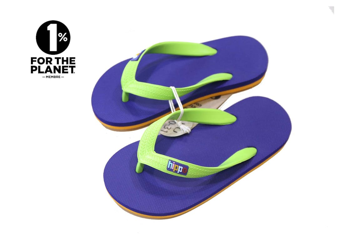 Hippobloo Flip Flop for children CAPRI blue green orange made of natural rubber BPA-free vegan Hippo