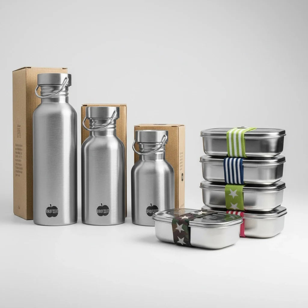 Starter-Set, 2 teiliges Paket, Trinkflasche und Lunchbox aus Edelstahl