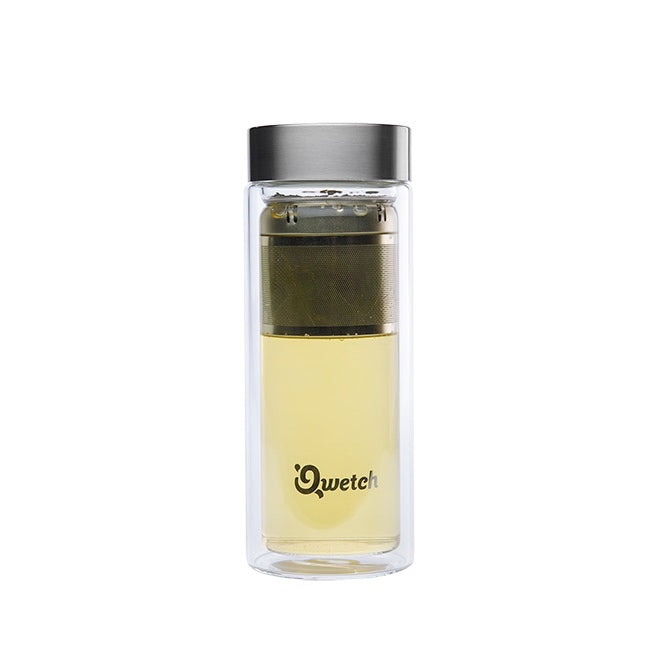 Qwetch teapot to go tea thermos bottle made of glass 0.35l BPA free mobiliThe