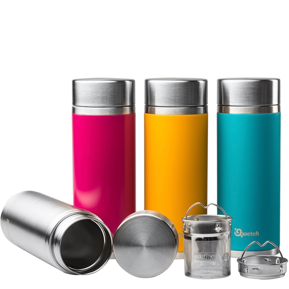Qwetch teapot to go tea thermos bottle made of stainless steel 0.3l BPA free mobiliThe