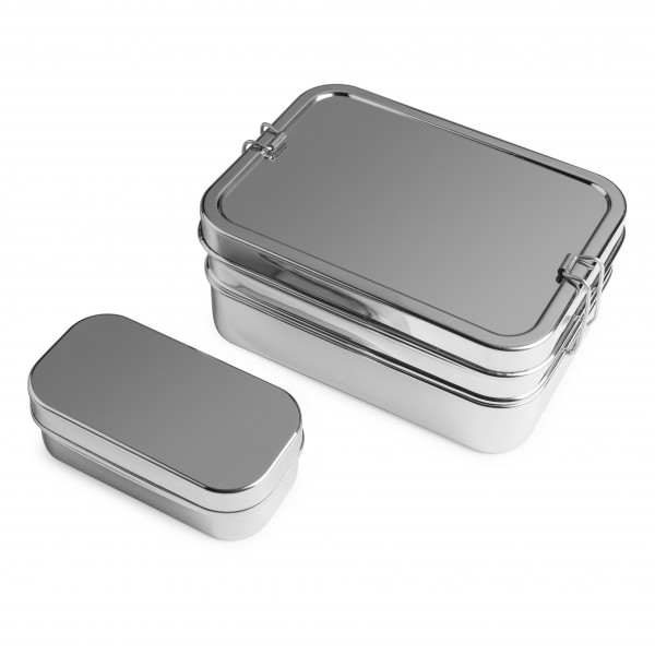 Brotzeit Lunchboxen 3in1 BIG Three-in-one Brotdose Jausenbox aus Edelstahl 100% BPA frei fest versch
