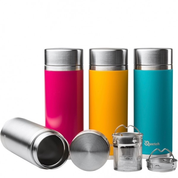 Qwetch Teekanne to go Tee Thermosflasche aus Edelstahl 0,3l BPA frei mobiliThe