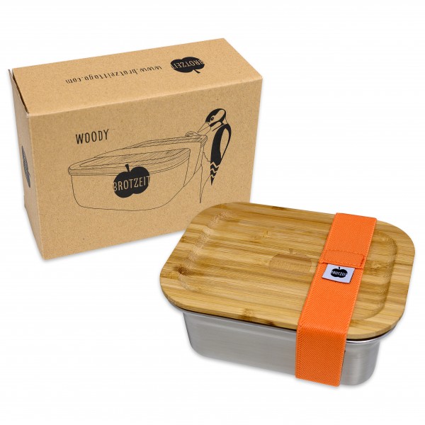 Brotzeit WOODY Lunchbox aus Edelstahl mit Bambusdeckel