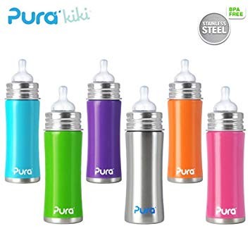 Pura Kiki 325ml Babyflasche mit Sauger 3m+ Baby Trinkflasche aus Edelstahl